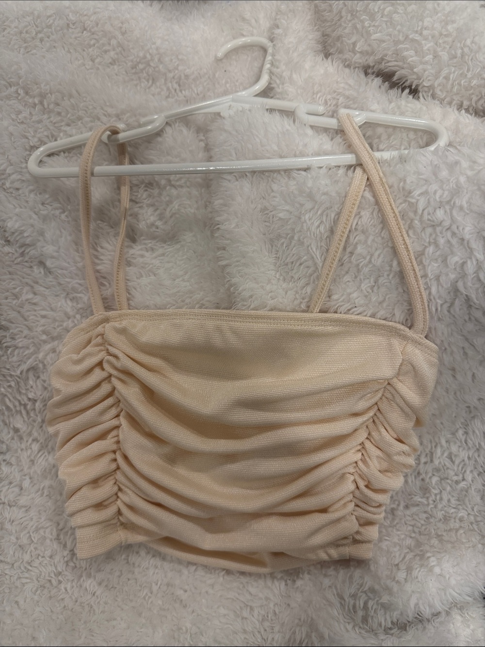 SHEIN Ruched Cream Crop Camisole